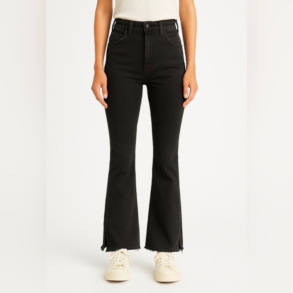 Free People - Black High Rise Utility Jeans Sz 26 - Picture 1 of 7